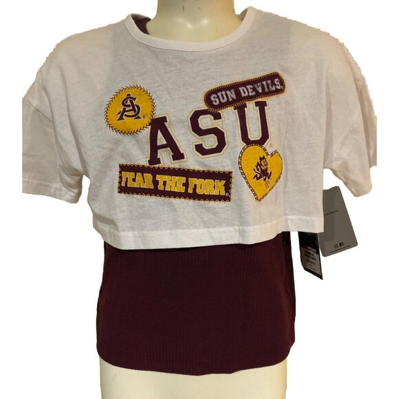 NEW Arizona State ASU Sun Devils Colosseum Layered Tank Top Tee Shirt Girl M 7-8 - Picture 1 of 6